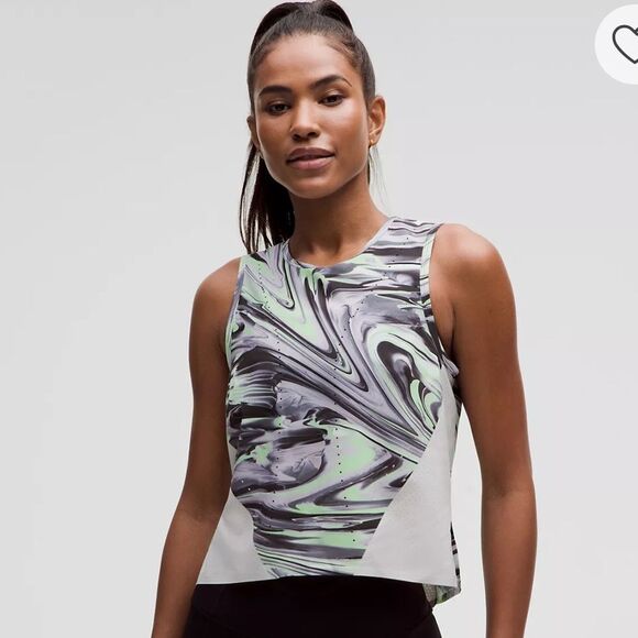 Lululemon Swift Ventilated Running Tank Top Green Black - Picture 1 of 8